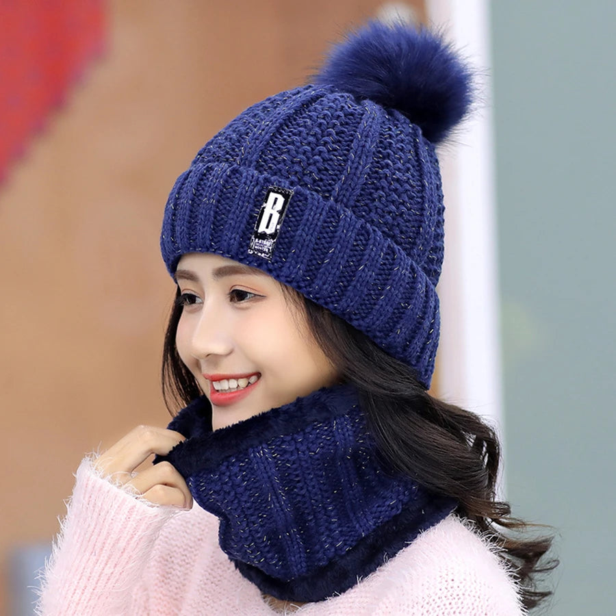 Brand Winter Knitted Scarf & Hat Set