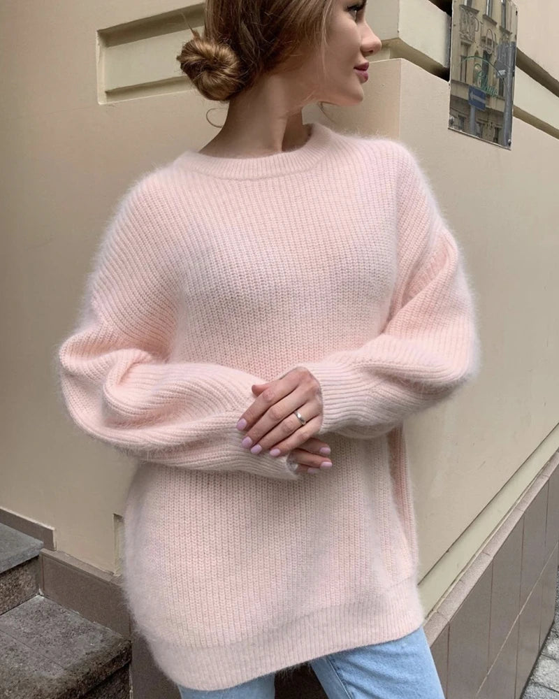 Hirsionsan Soft Loose Knitted Cashmere Sweaters for Women