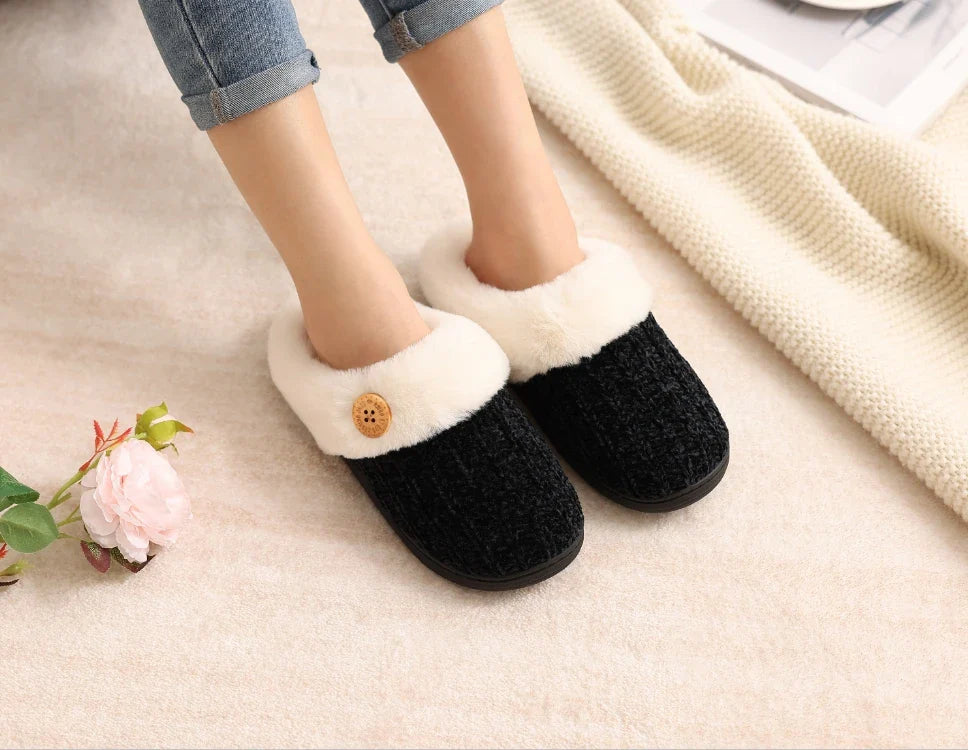 Comwarm Winter Knit Fur Slippers - Soft & Cozy