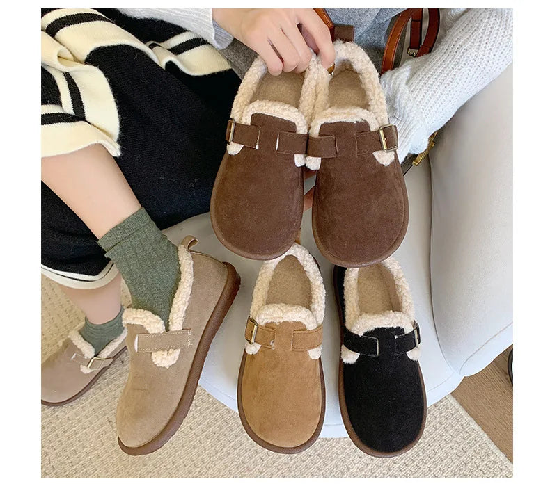 Autumn Winter Women’s Plush Flat Moccasins