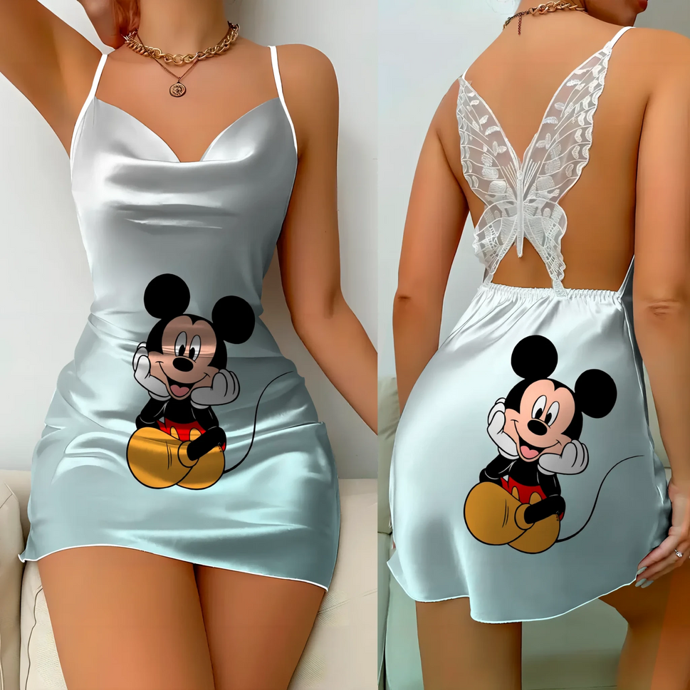 Elegant Minnie Mouse Satin Mini Dress