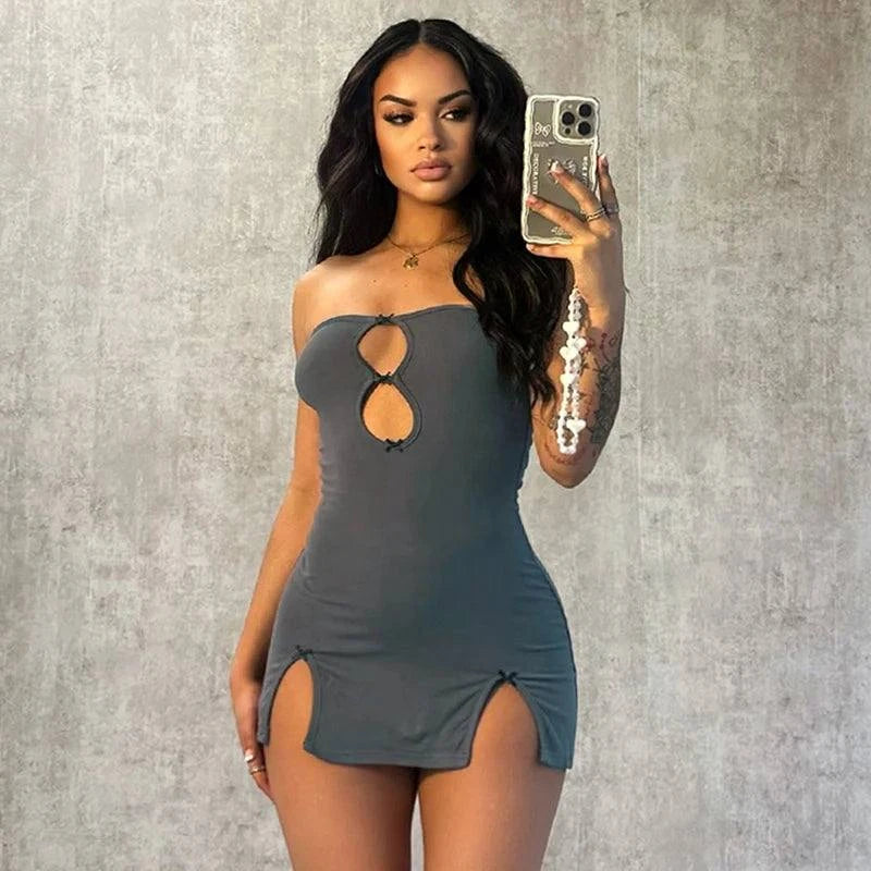 Sexy off Shoulder Strapless Skinny Night Dress