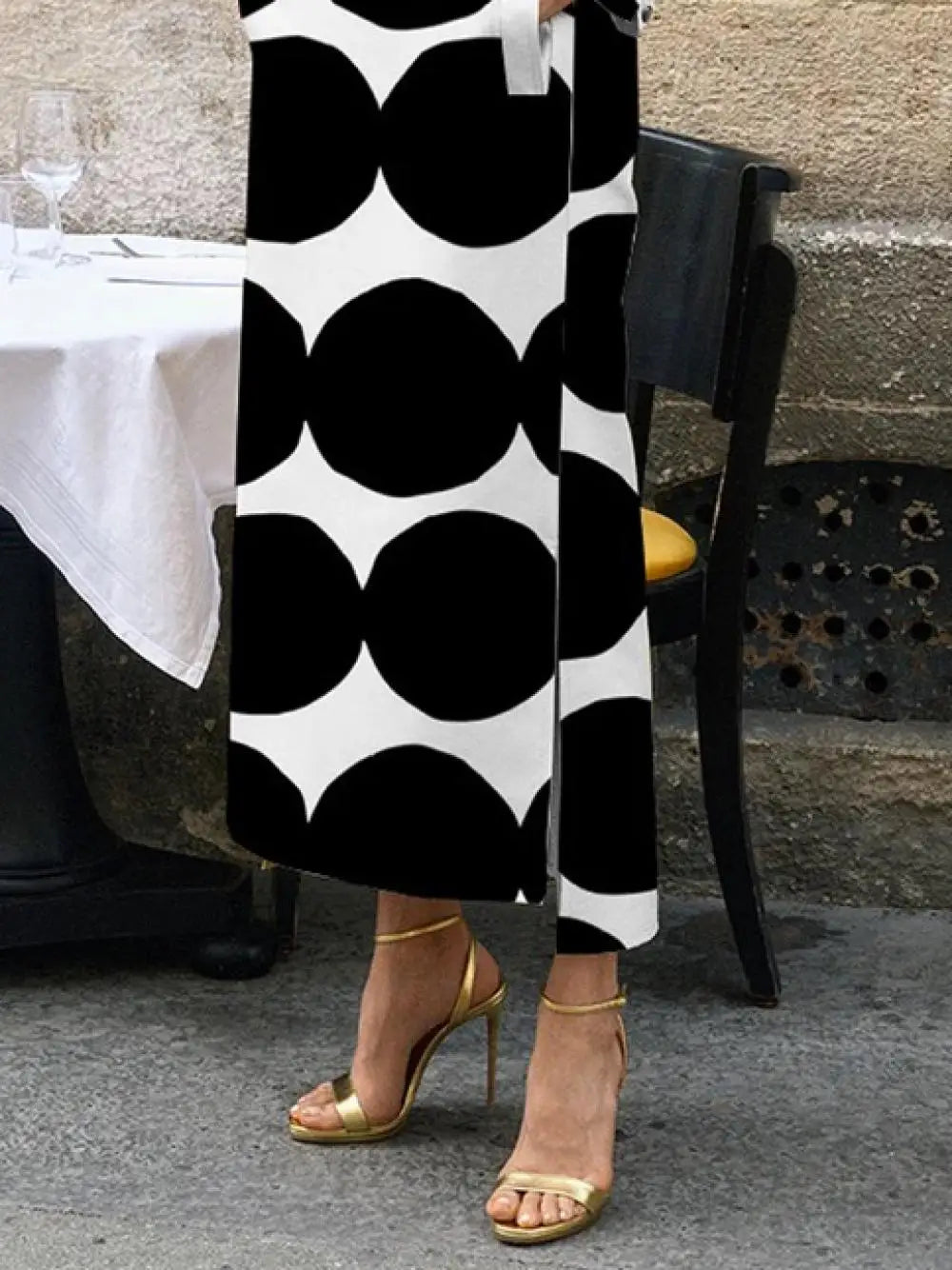 Polka-Dot Split-Side Long Dress