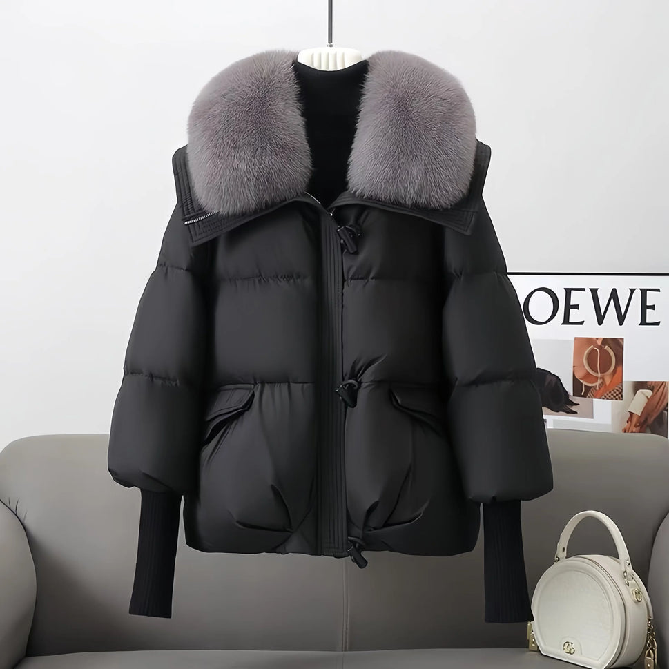 Women's Cotton Coat with Fur Collar