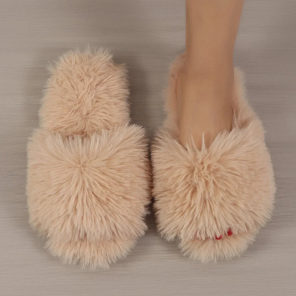 Women's Faux Fur Fluffy Indoor Slippers - Warm & Stylish