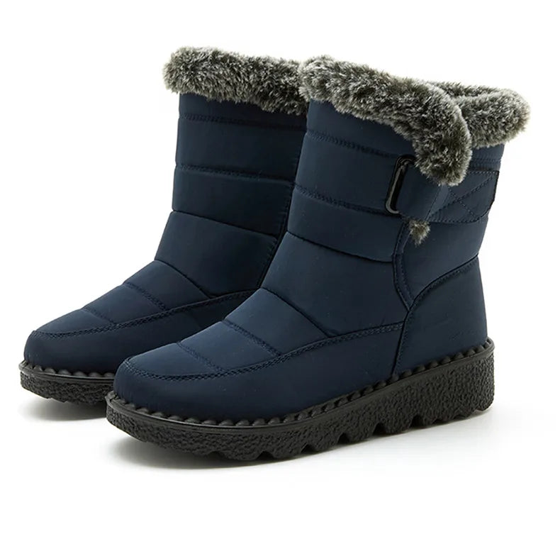 Trendy Waterproof Ankle Boots with Fur for Women