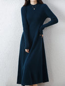 Switch Autumn Winter Women&#39;s Wool Mock Neck Dress 1 image