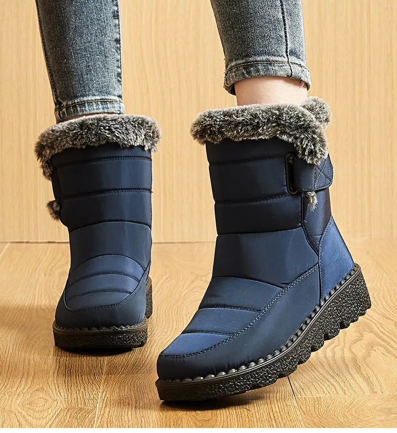 Trendy Waterproof Ankle Boots with Fur for Women