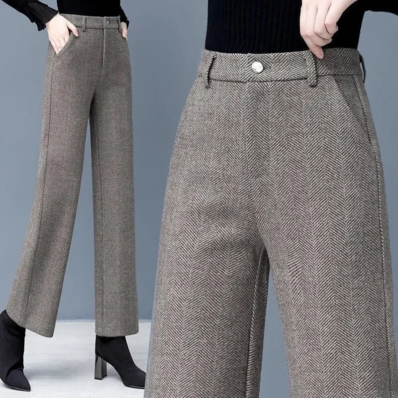 Women Woolen Loose Wide Leg Pants