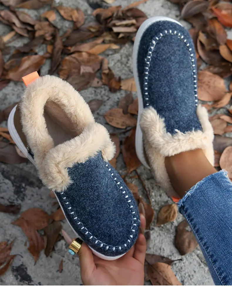 Warm Fur Slip-On Ankle Boots for Women