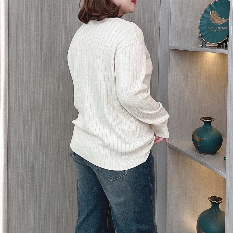 Women's V-Neck Knitted Sweater - Slimming & Stylish