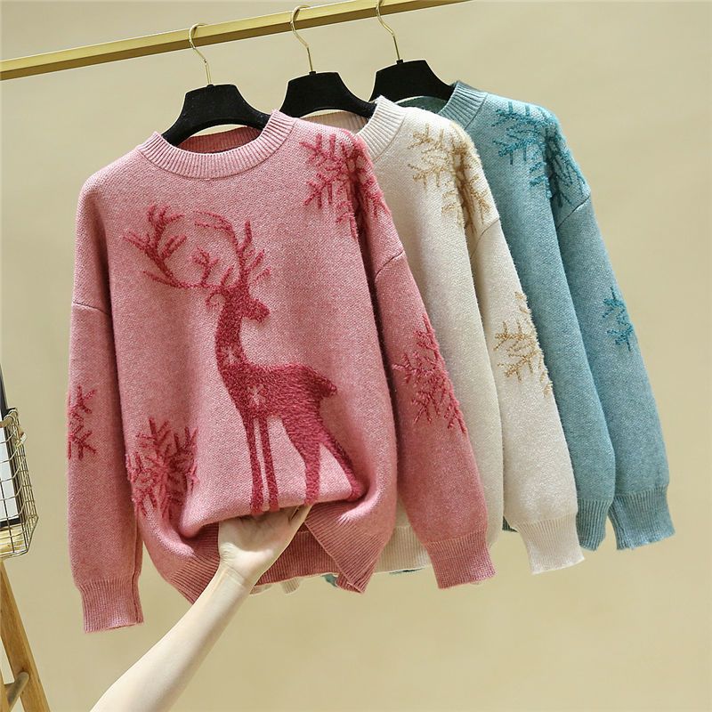 Autumn Winter Plus Size Long Sleeve Knitting Pullovers for Women