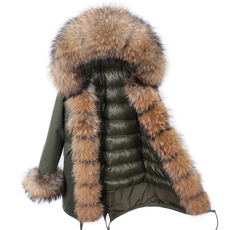 Luxury Hooded Real Fox Fur Jacket