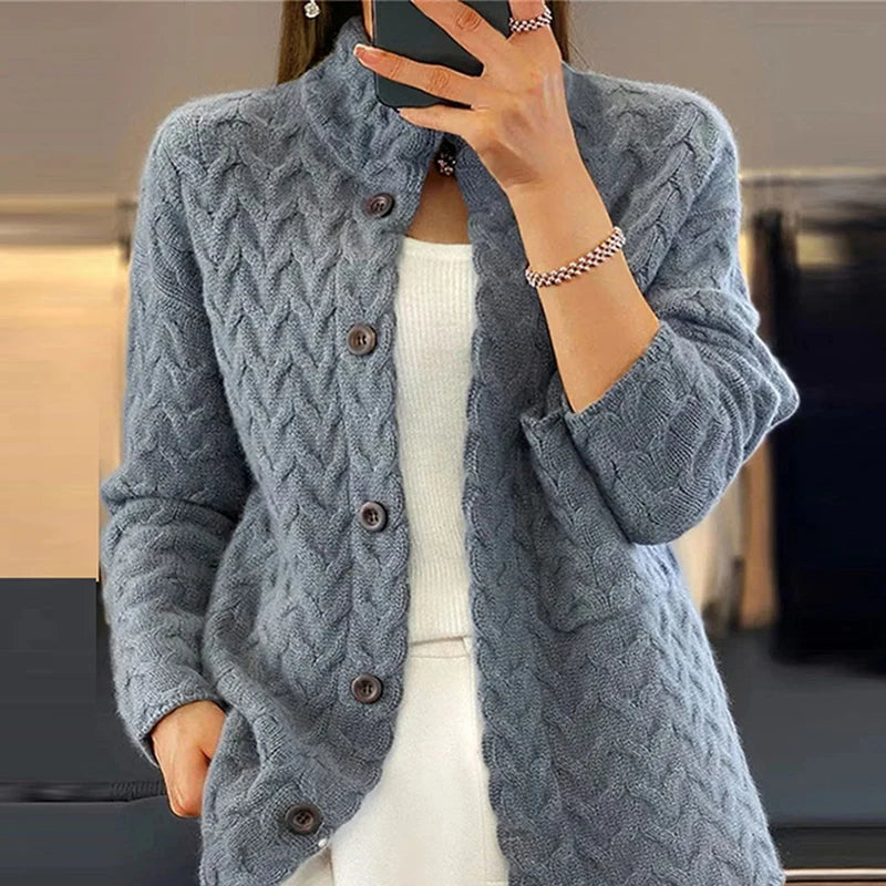 Autumn Winter Women’s Long Sleeve Knitted Cardigan