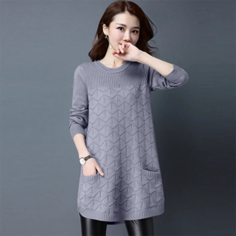 New Korean Women Long Sweater Pullover – Cozy & Stylish Knitwear