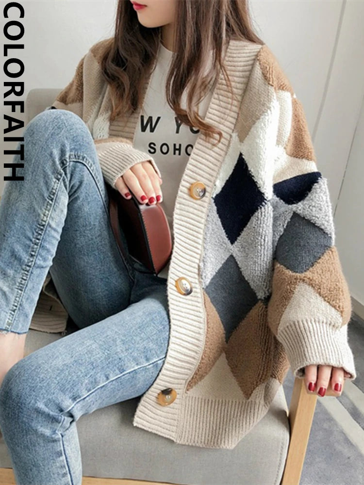 Plaid Chic Oversized Cardigan