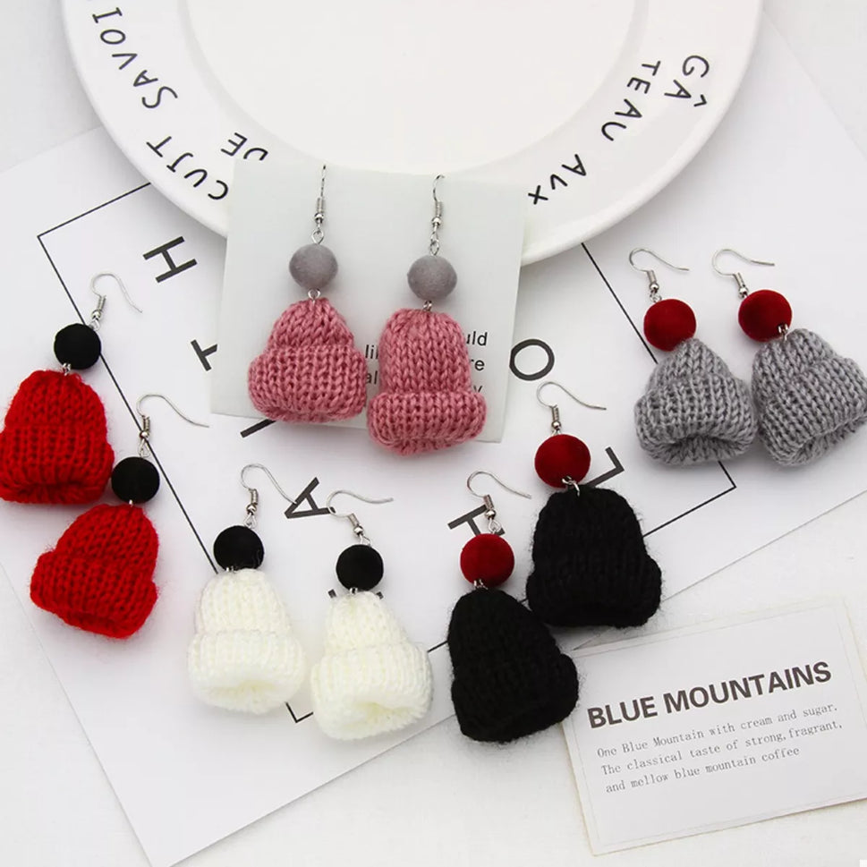 Christmas Knitted Beanie Earrings
