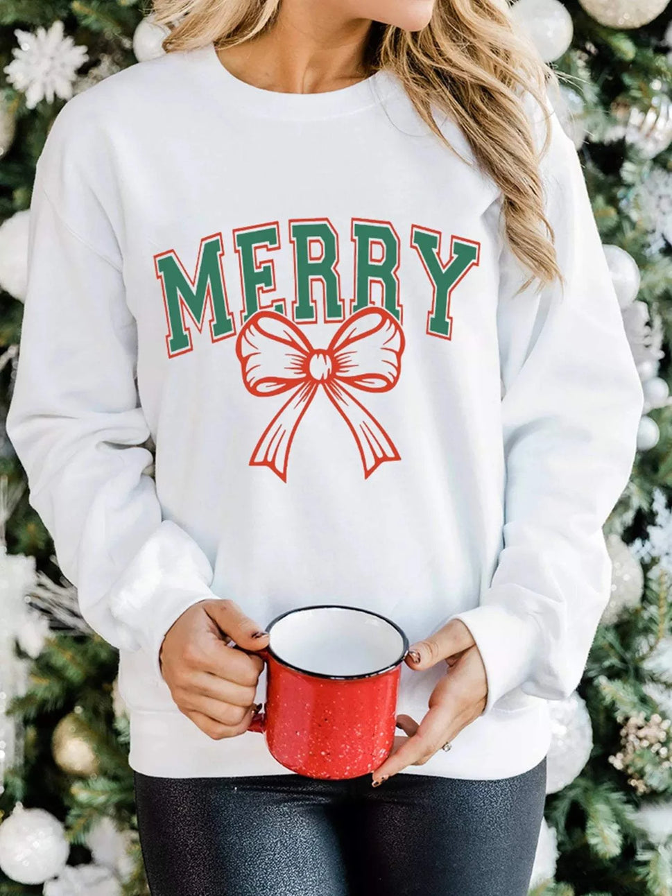 MERRY Bow Christmas Graphic Sweatshirt