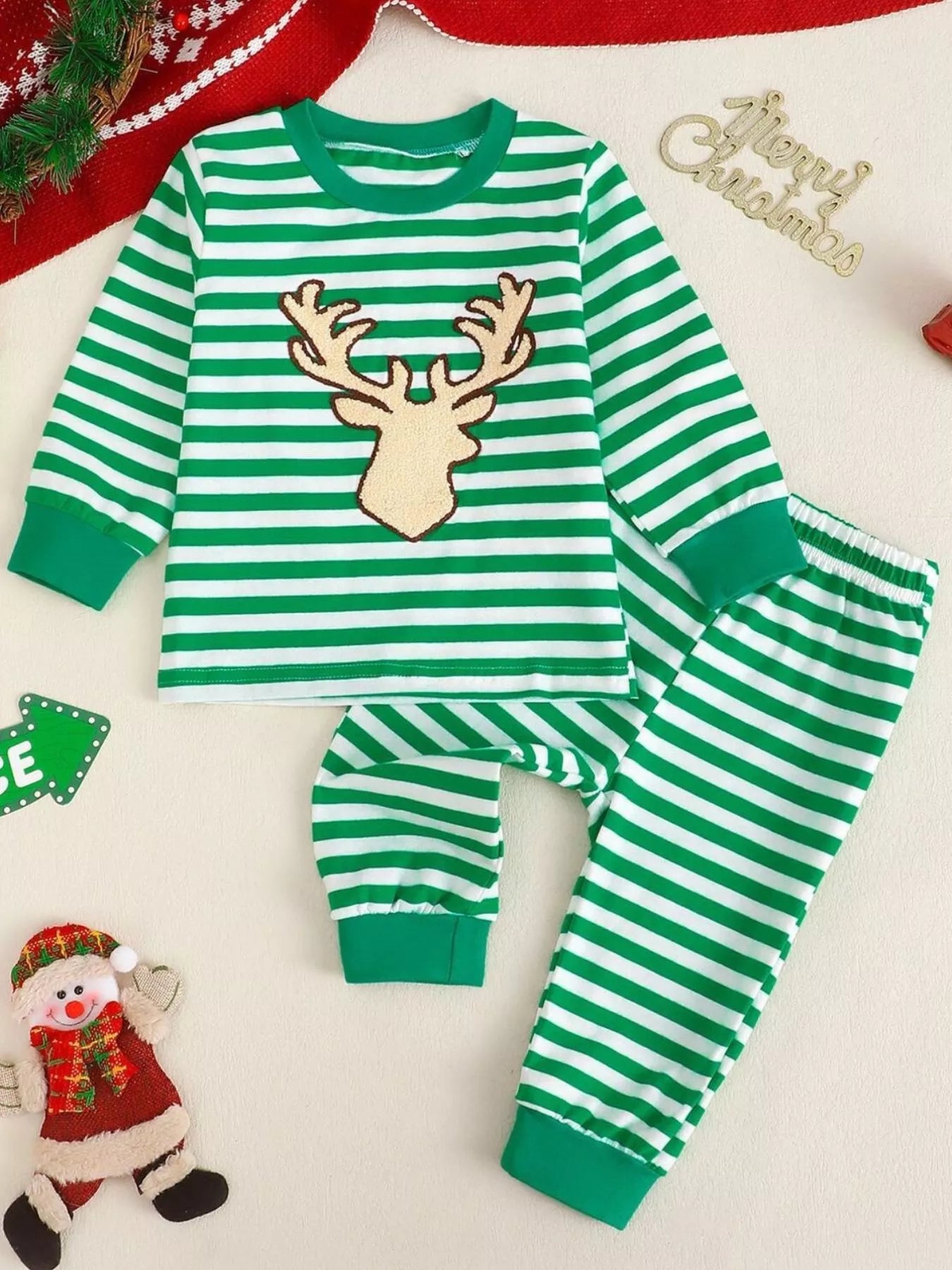 Children's Christmas Striped Pajama Set