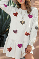 Switch Sequin Heart Round Neck Long Sleeve Mini Dress 2 image