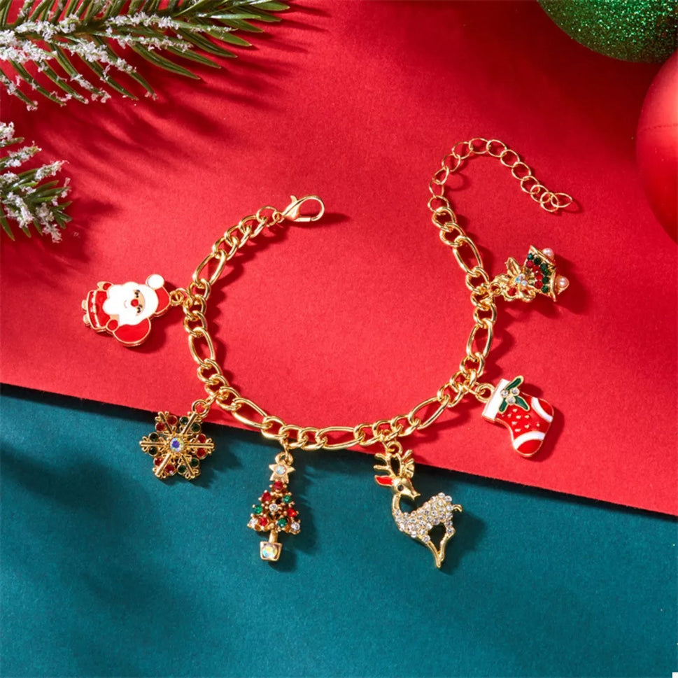 Christmas 18K Gold-Plated Charm Bracelet