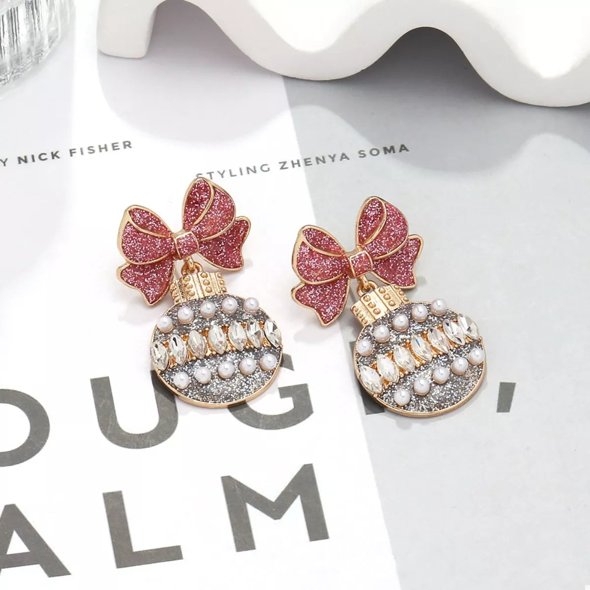 Bowknot Christmas Drop Earrings