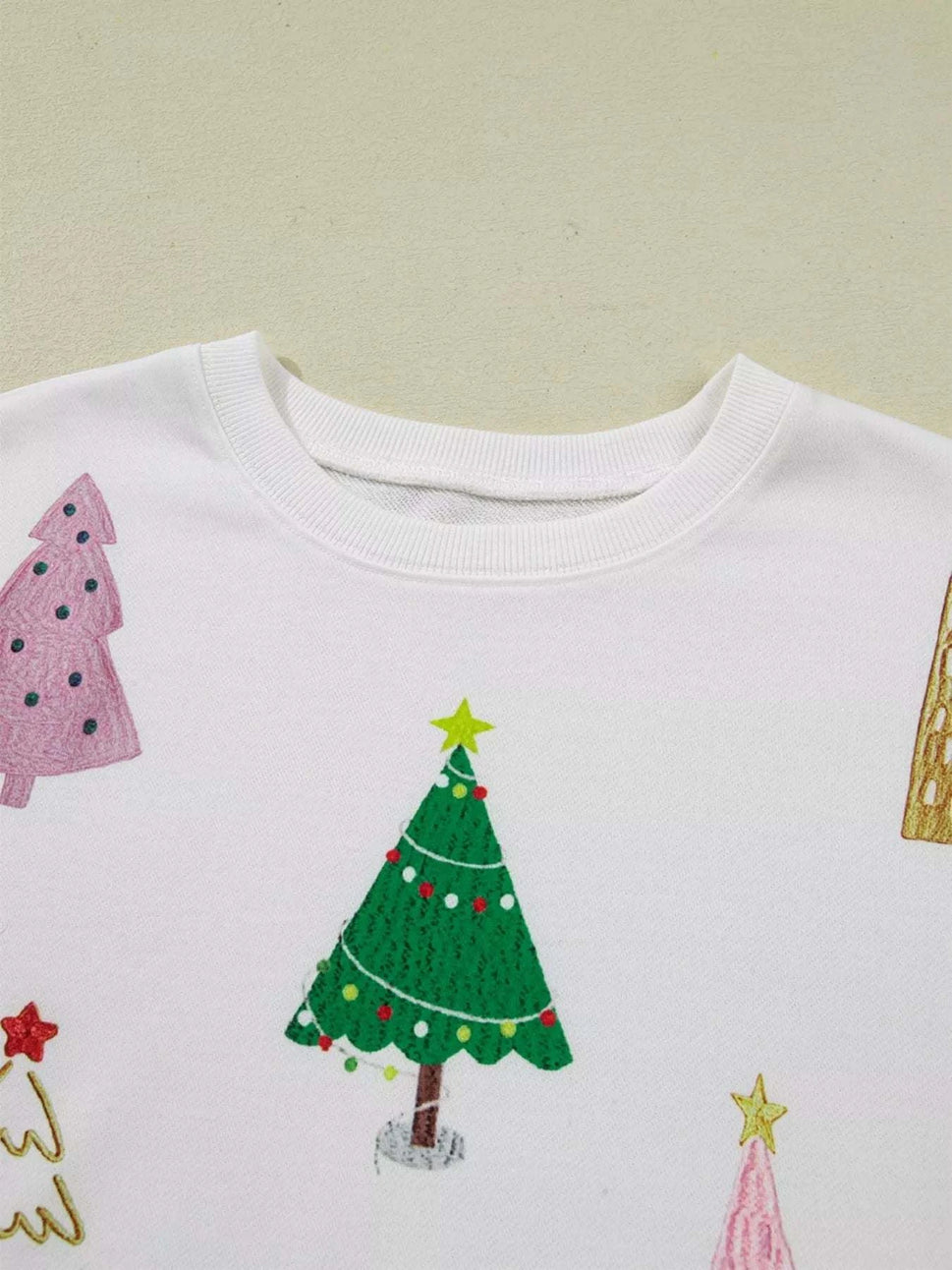 Christmas Tree Round Neck Top and Shorts Set