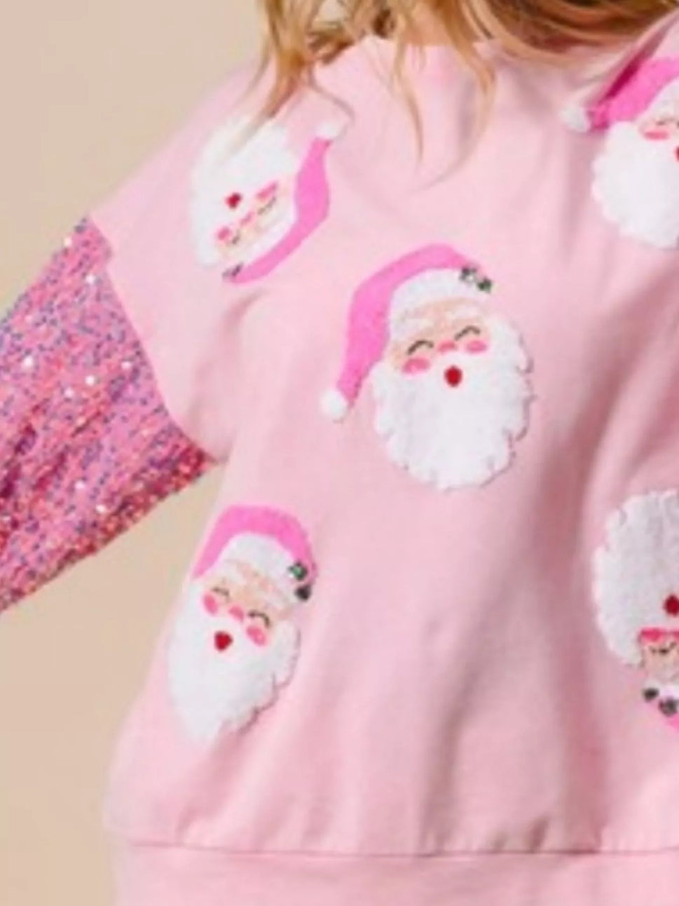 Christmas Theme Sequin Long Sleeve Sweatshirt