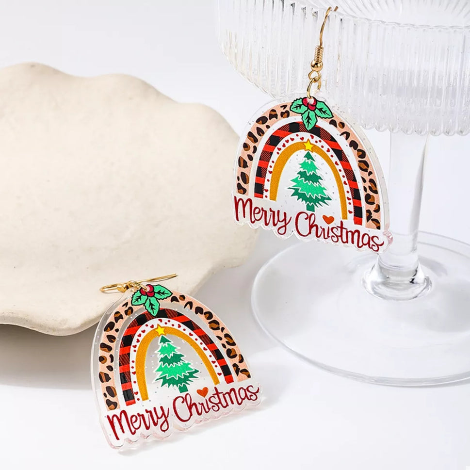Christmas Rainbow Dangle Earrings