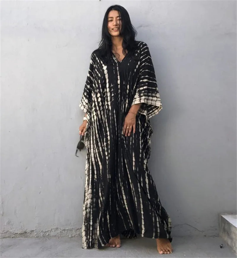 Women's Plus Size Beach Kaftan Dress – Half Sleeve Swimsuit Cover-Up
