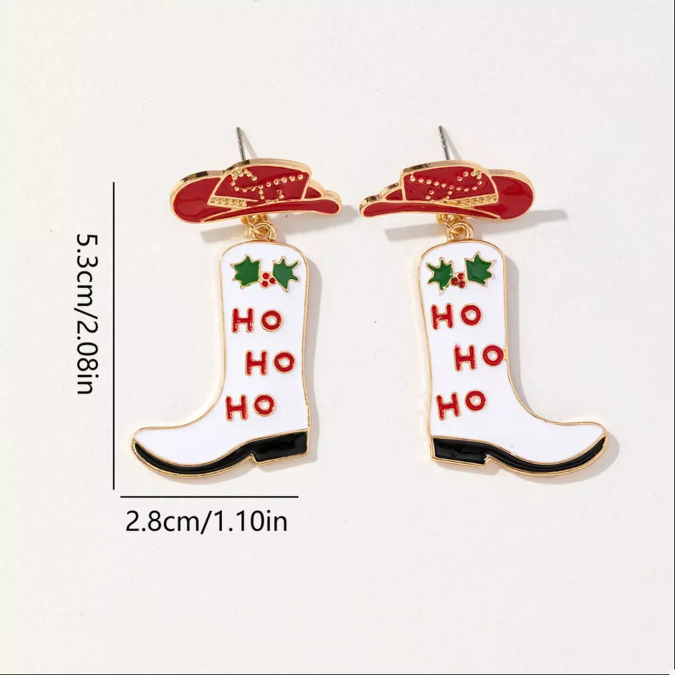 Christmas Cowboy Hat and Boot Dangle Earrings