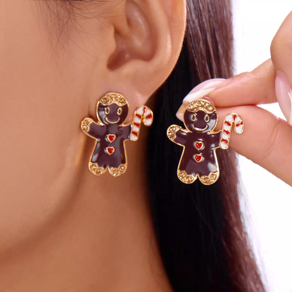 Alloy Gingerbread Man Stud Earrings