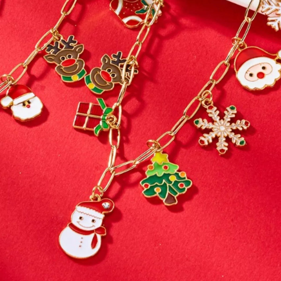 18K Gold-Plated Resin Christmas Theme Necklace