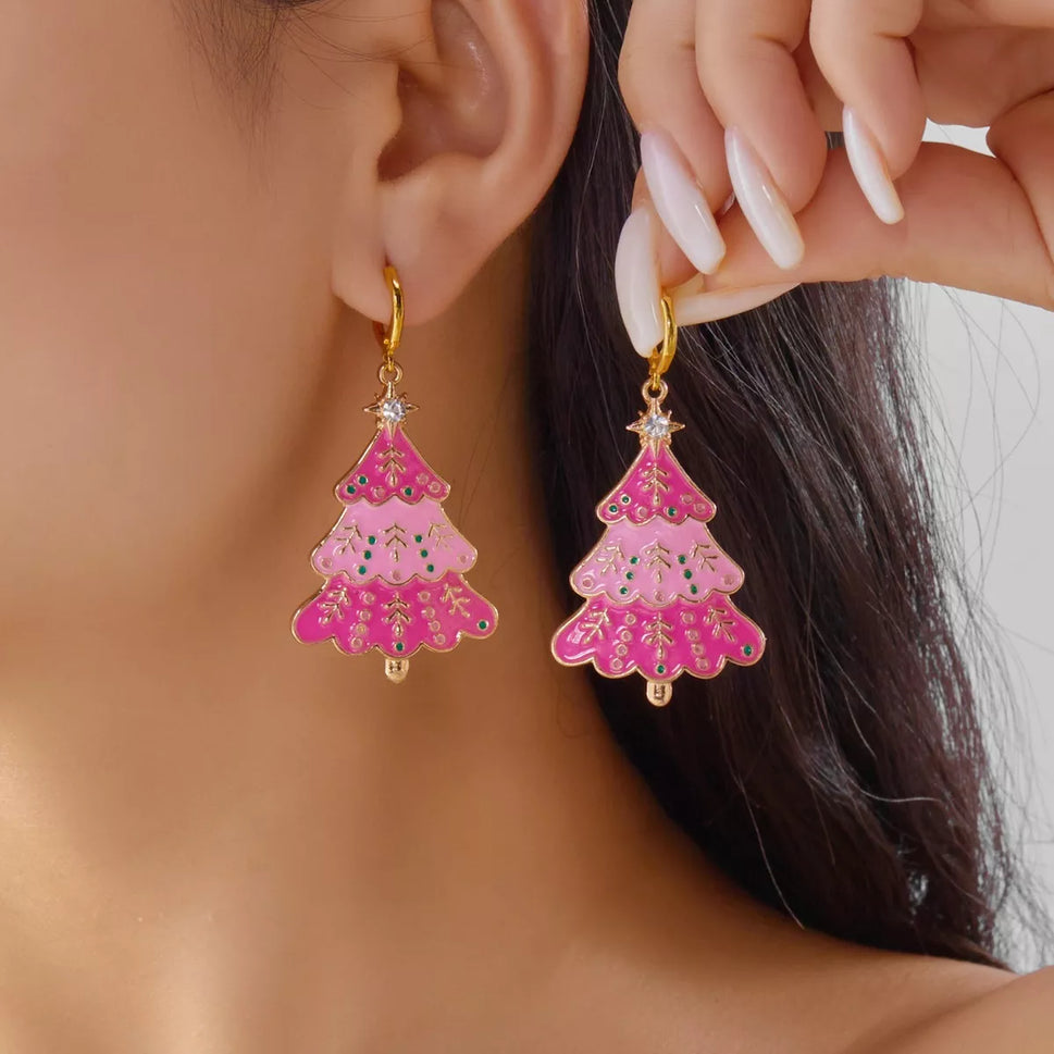 Christmas Tree Dangle Earrings