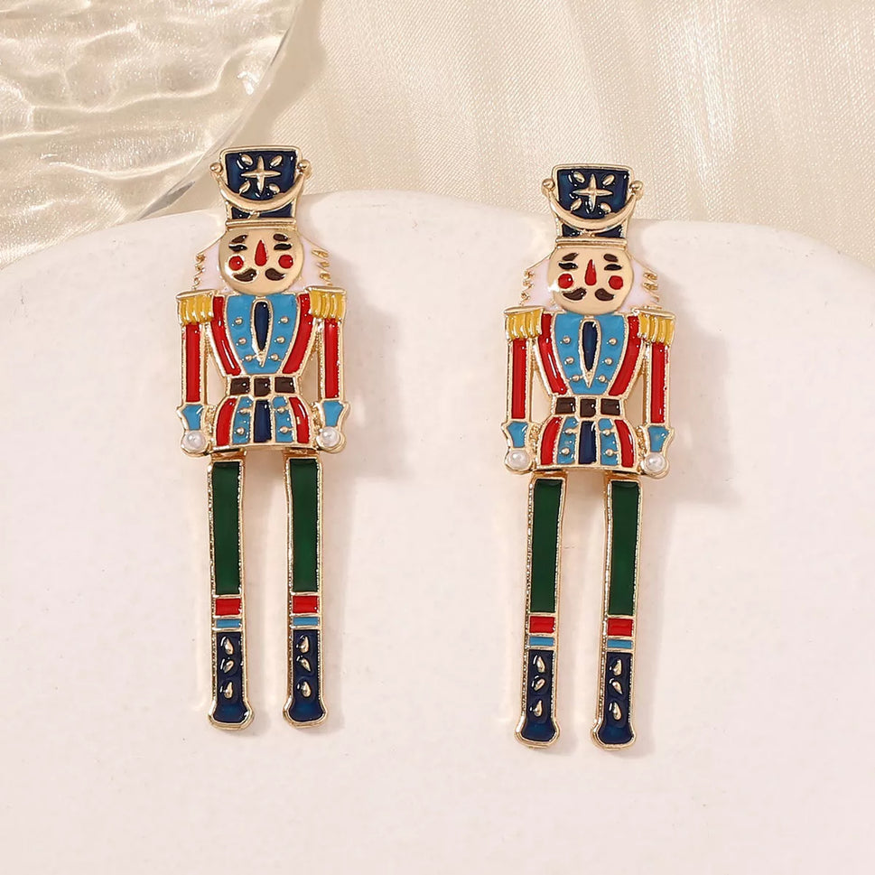 Christmas 18K Gold-Plated Nutcracker Soldier Earrings