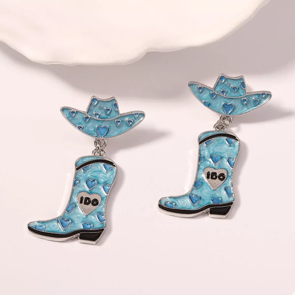 Cowgirl Hat and Boot Dangle Earrings