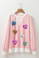 Switch Valentine’s Day Sequin Heart Long Sleeve Sweatshirt 3 image