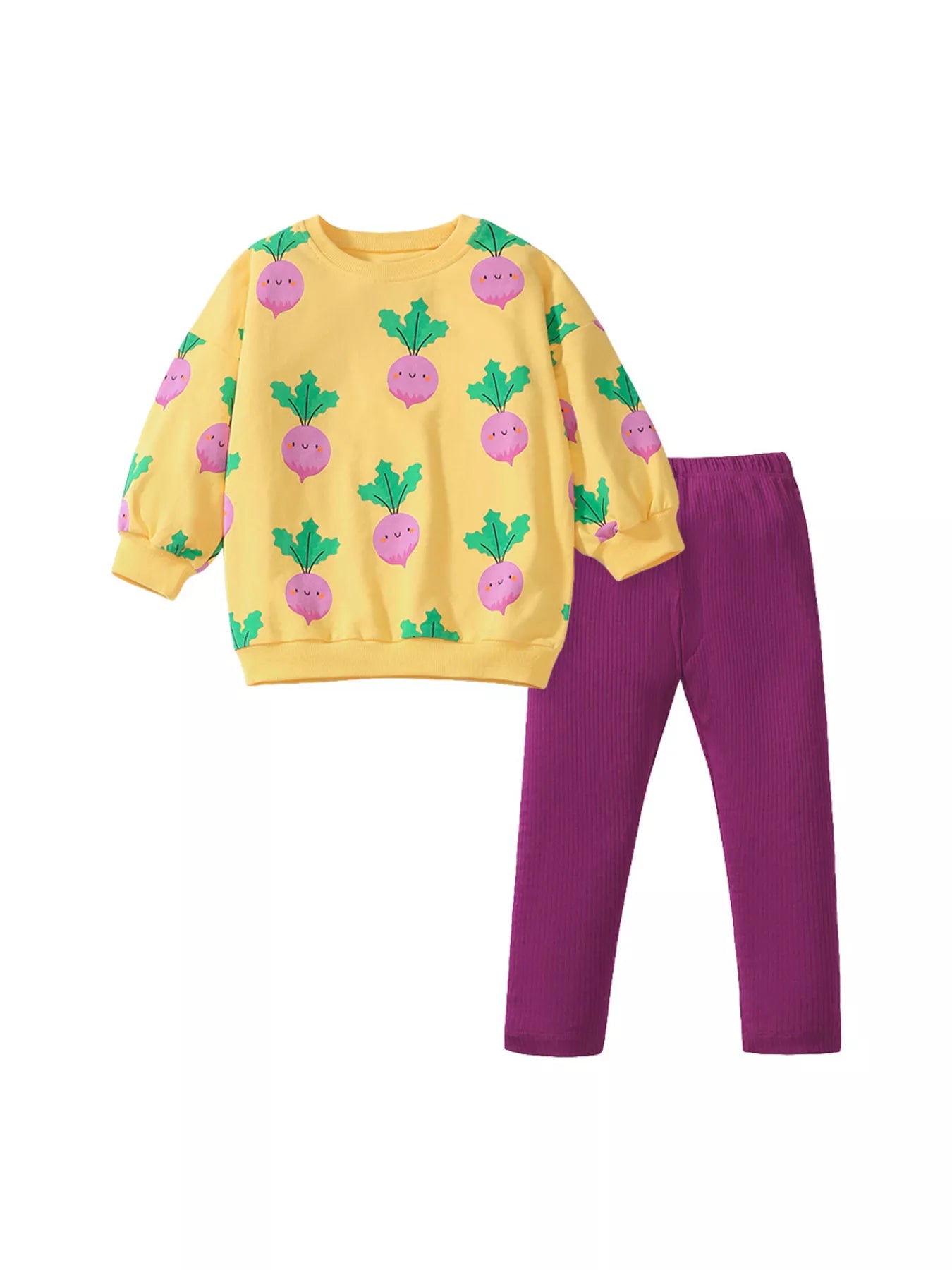 Children's Radish Print Sweatshirt and Leggings Set