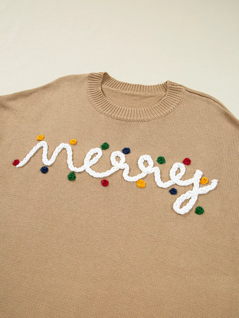 Merry Colorful Dot Detail Christmas Dolman Sweater
