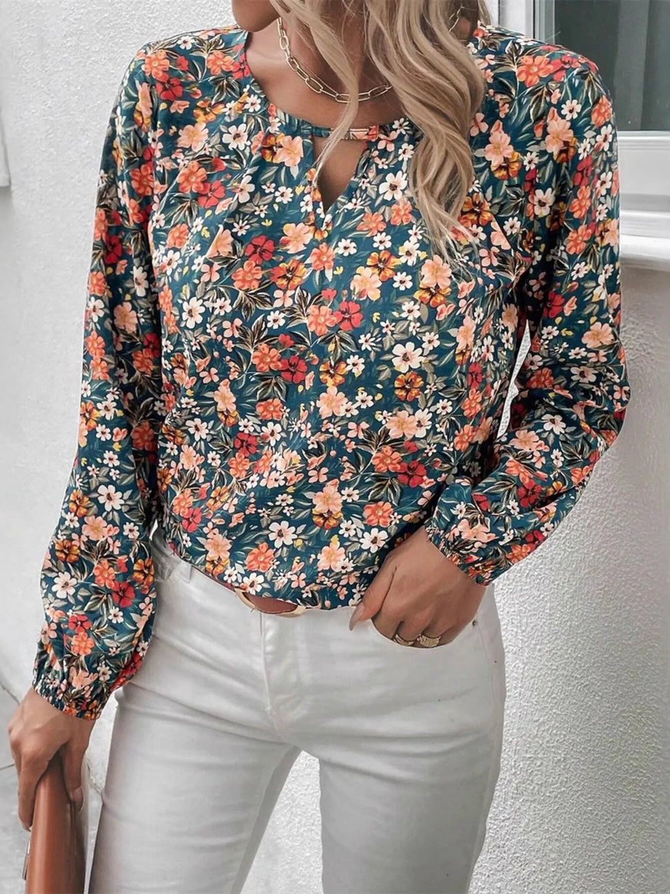 Floral Print Long Sleeve Blouse