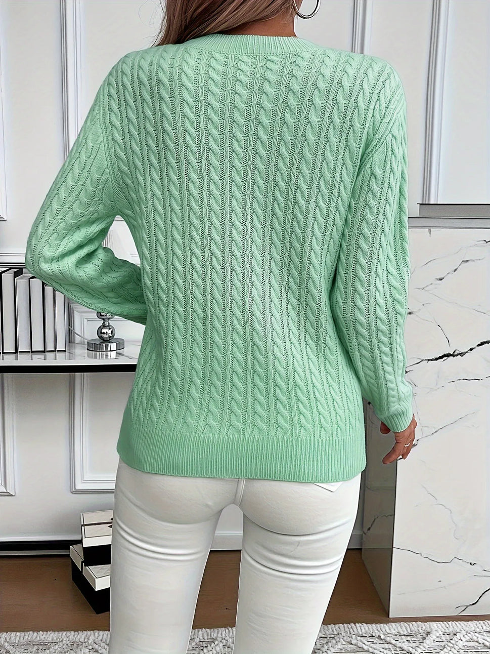 Cable Knit Round Neck Sweater