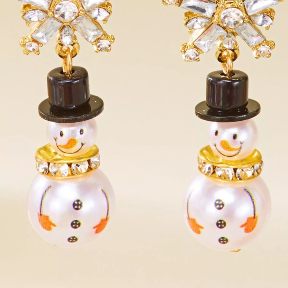 Christmas Snowman Drop Earrings