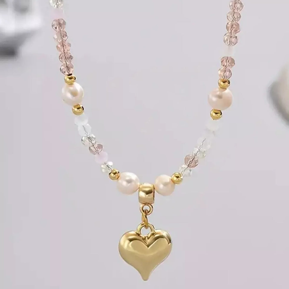 Bead Heart Pendant Necklace