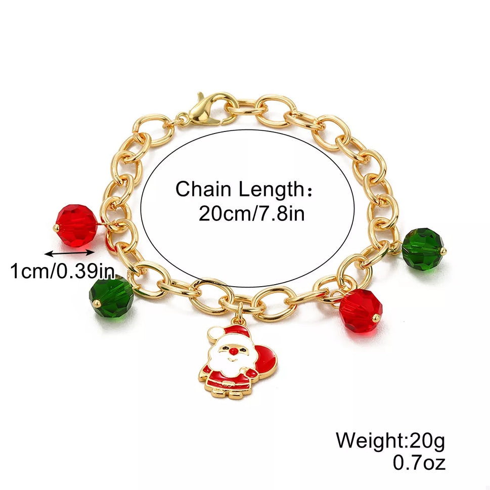 Christmas Santa Snowman Bracelet with Colorful Crystal