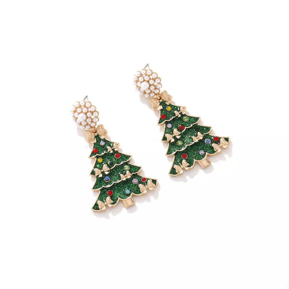 Christmas Tree Bow Earrings