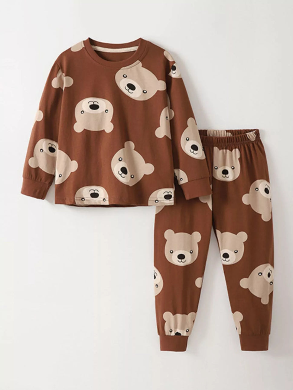 Children's Cute Bear Print Long Sleeve Pajama Set