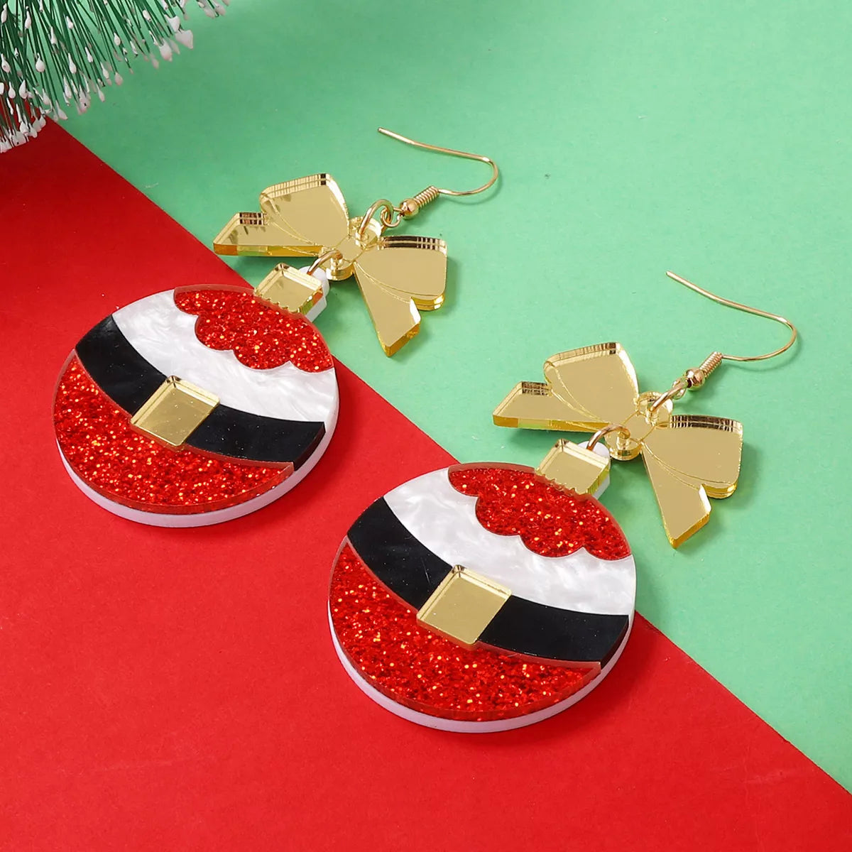 Christmas Dangle Earrings with Bow