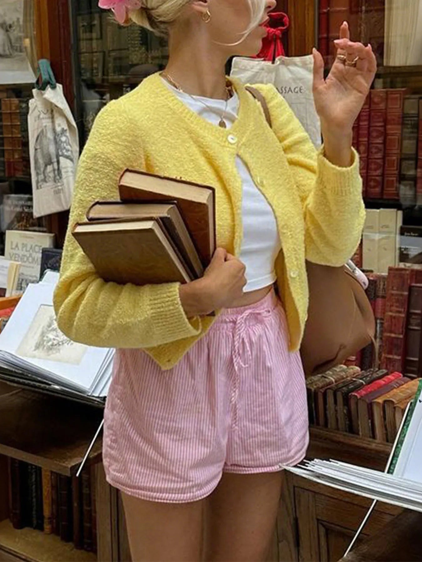 Cropped Button-Front Sweater Cardigan