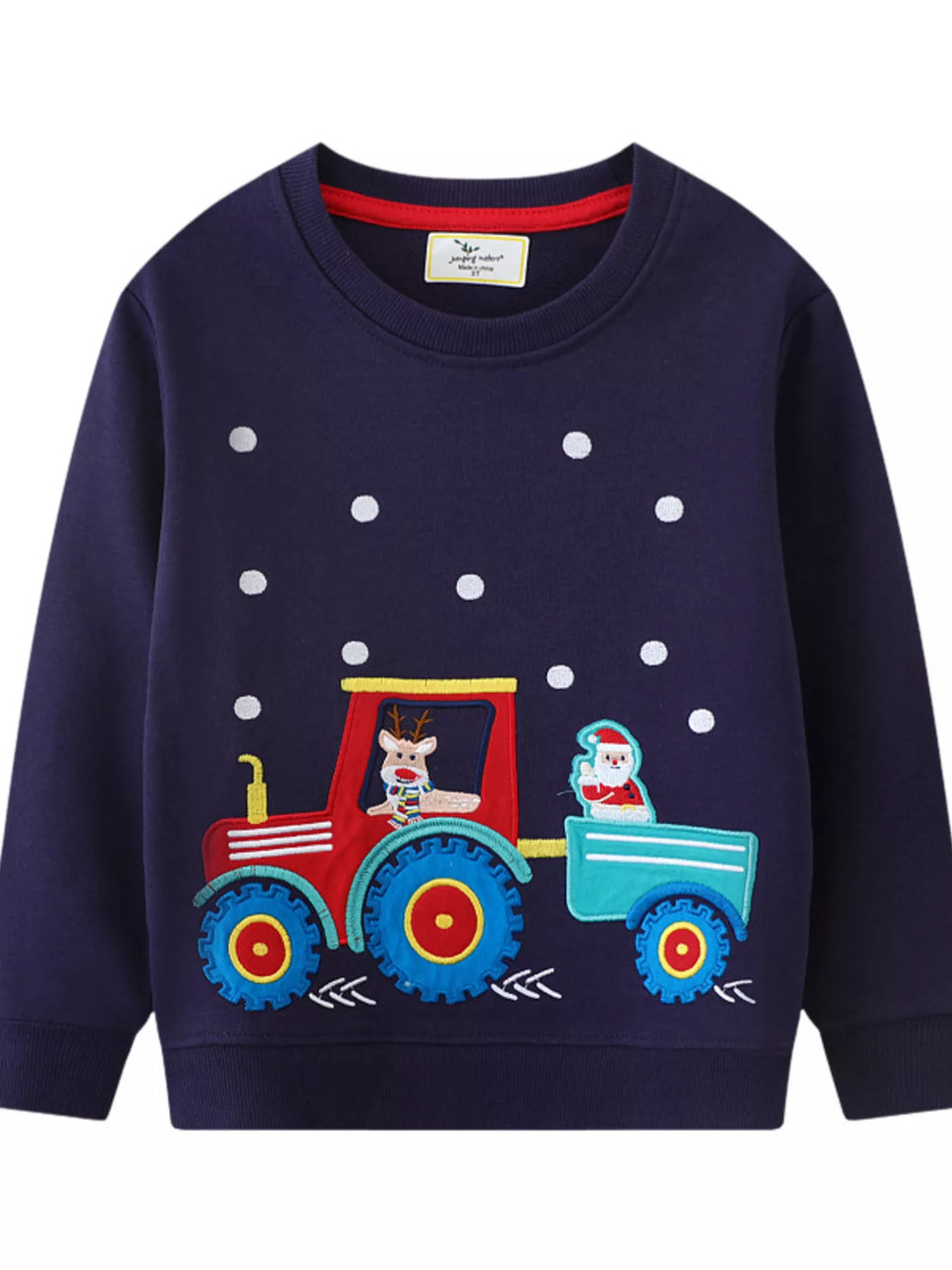Children's Christmas Embroidered Round Neck Sweatshirt