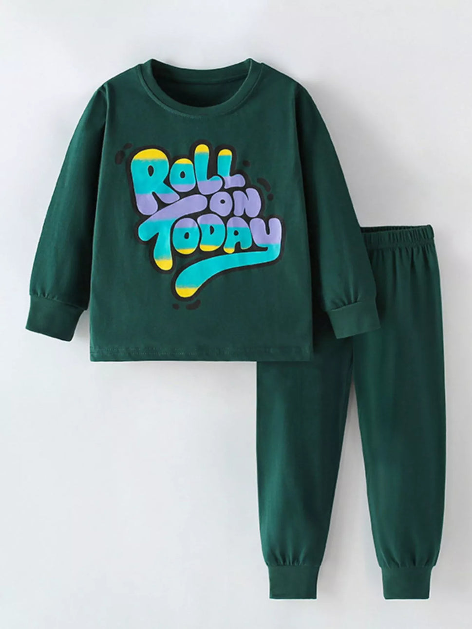 Children's Letter Round Neck Top and Pants Set